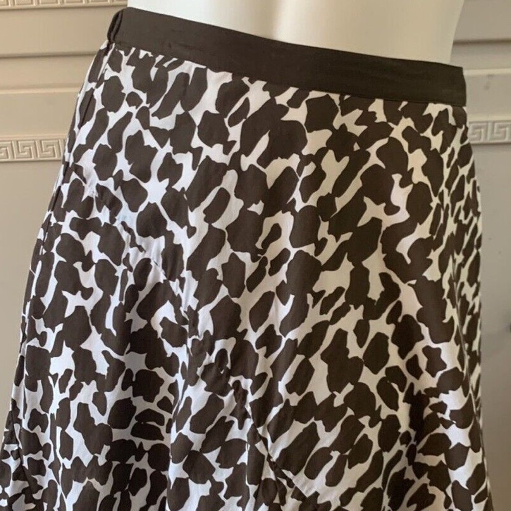 Chicos Animal Leopard Flared Midi Skirt Sz 1 M Brown Cotton Lined 28" EUC - Picture 5 of 14